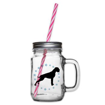 Boxer Sternenkreis 2 farb - Henkelglas mit Schraubdeckel - Klar - Rechts