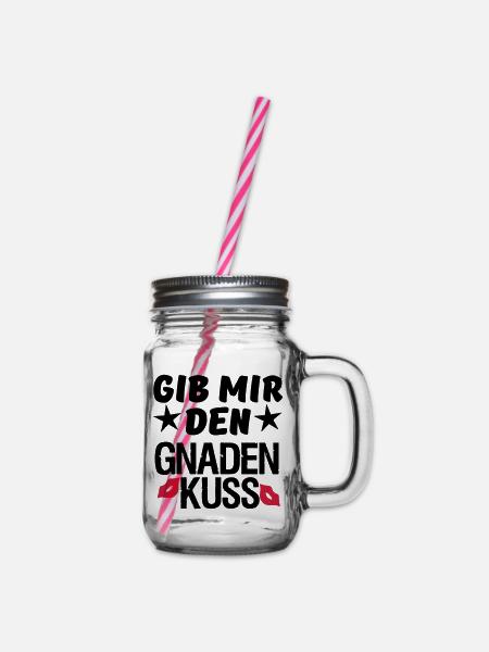 Geschenk Liebe Paar lustig Spruch Kuss - Henkelglas mit Schraubdeckel - Klar