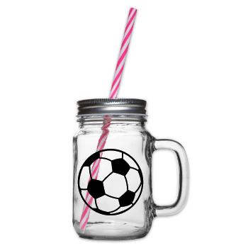 Football logo ball for association logo on clothing - Glass jar with handle and screw cap - clear - Right