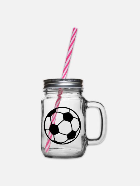 Fußball Logo Ball für Vereinslogo auf Kleidung - Henkelglas mit Schraubdeckel - Klar