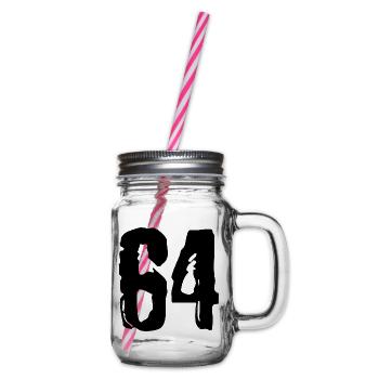 64 number jersey - Glass jar with handle and screw cap - clear - Right