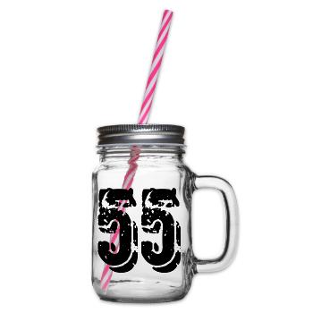 55 number jersey - Glass jar with handle and screw cap - clear - Right