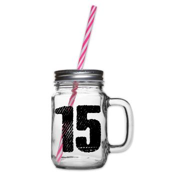 15 number jersey - Glass jar with handle and screw cap - clear - Right