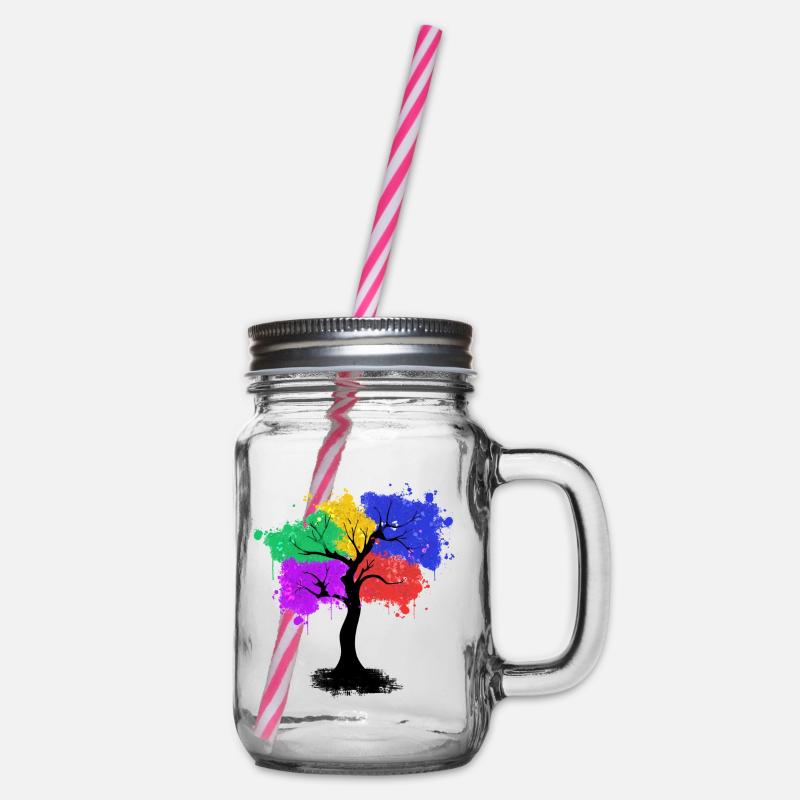 Farbbaum - Henkelglas mit Schraubdeckel - Klar