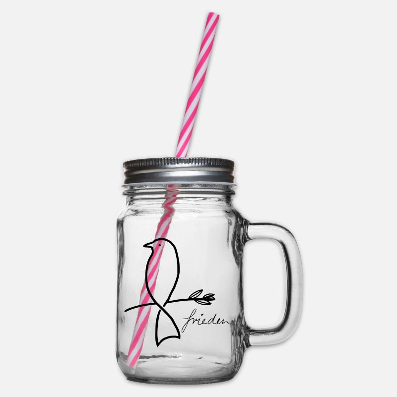 Peace - Glass jar with handle and screw cap - clear
