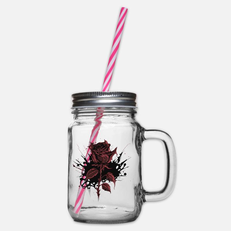 Rote Rose Goth Gothic - Henkelglas mit Schraubdeckel - Klar
