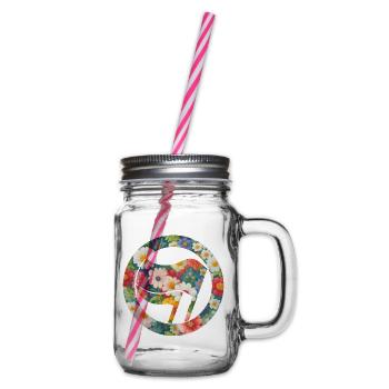 Antifa and flowers - Glass jar with handle and screw cap - clear - Right