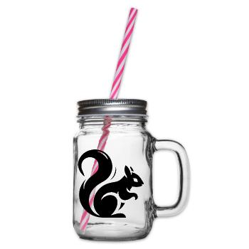 Minimalistische Eichhörnchen-Silhouette - Henkelglas mit Schraubdeckel - Klar - Rechts