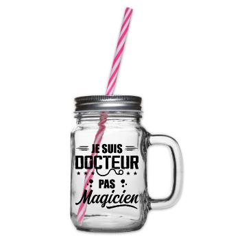 Ich bin Arzt, kein Zauberer Geschenk für Doktor - Henkelglas mit Schraubdeckel - Klar - Rechts