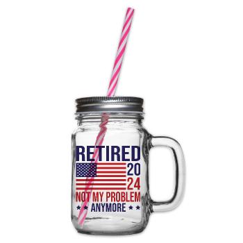 Retraité 2024 Retraite USA Drapeau américain rétro - Bocal à boisson - transparent - Droite