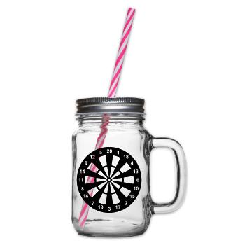Dartscheibe in schwarz-weiß - Henkelglas mit Schraubdeckel - Klar - Rechts