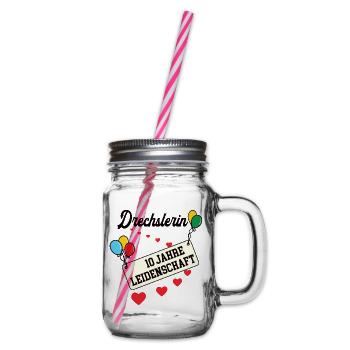 Drechslerin Jubiläum 10 Jahre 10. jähriges Jubi - Henkelglas mit Schraubdeckel - Klar - Rechts