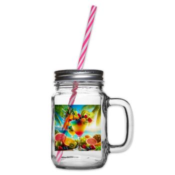 Cocktail mit tropischen Früchten. - Henkelglas mit Schraubdeckel - Klar - Rechts