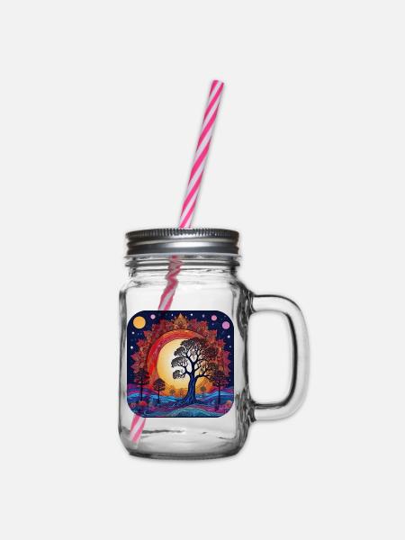 Germanen und Wikinger Weltenbaum Yggdrasil - Henkelglas mit Schraubdeckel - Klar
