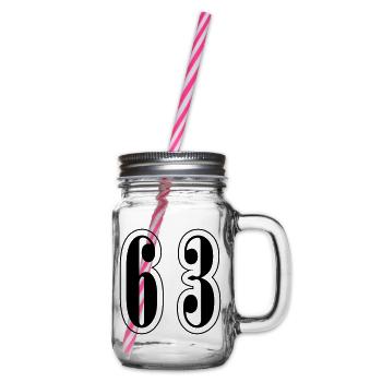 63 Zahl Symbol - Henkelglas mit Schraubdeckel - Klar - Rechts