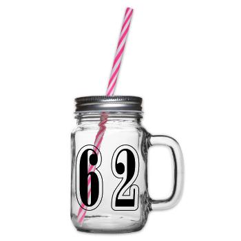 62 Number Symbol - Glass jar with handle and screw cap - clear - Right