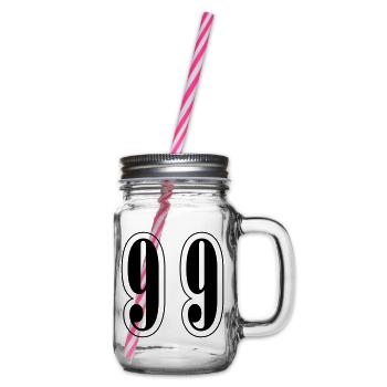 99 Number Symbol - Glass jar with handle and screw cap - clear - Right