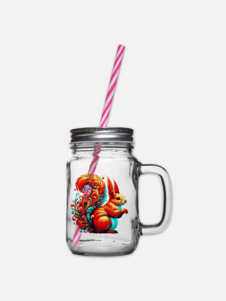 Eichhörnchen - Henkelglas mit Schraubdeckel - Klar
