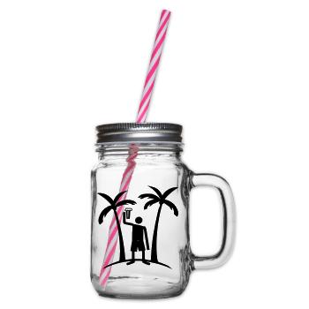 Palm Trees Island Symbol Party Funny - Glass jar with handle and screw cap - clear - Right