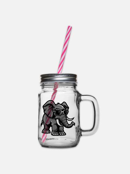 Elefant Tier - Henkelglas mit Schraubdeckel - Klar
