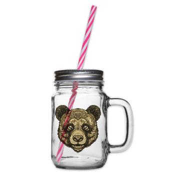 Panda Portrait - Glass jar with handle and screw cap - clear - Right