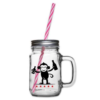 Party Affe Bier - Henkelglas mit Schraubdeckel - Klar - Rechts