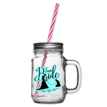 Team Bride Wedding Hen - Glass jar with handle and screw cap - clear - Right