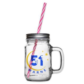 51 - Glass jar with handle and screw cap - clear - Right