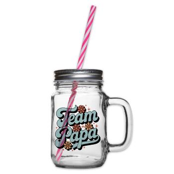 Team Papa Retro-T-Shirt - Henkelglas mit Schraubdeckel - Klar - Rechts