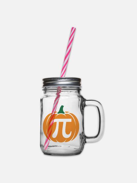 Pi Kürbis Halloween T-Shirt - Henkelglas mit Schraubdeckel - Klar