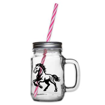 Pferd  - Henkelglas mit Schraubdeckel - Klar - Rechts