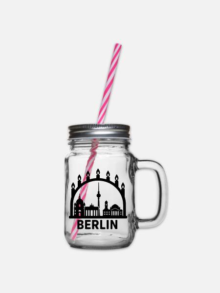 berlin schwibbogen weihnachts deko advent - Henkelglas mit Schraubdeckel - Klar