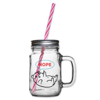 Hamster Nope Comic Farbig - Henkelglas mit Schraubdeckel - Klar - Rechts