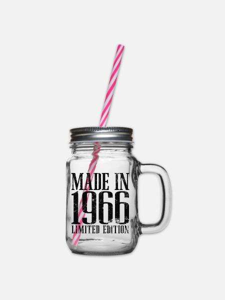 1966 Jahrgang geboren Vintage Geburtstag Geschenk - Henkelglas mit Schraubdeckel - Klar