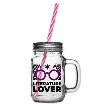 Literature Lover Brille Text - Henkelglas mit Schraubdeckel - Klar - Rechts