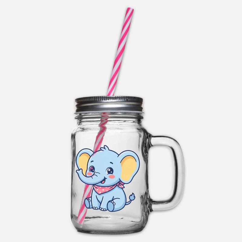 Bandana Bébé Éléphant Bleu - Bocal à boisson - transparent