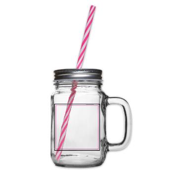 Pinker Quadrat Rahmen Grafik - Henkelglas mit Schraubdeckel - Klar - Rechts