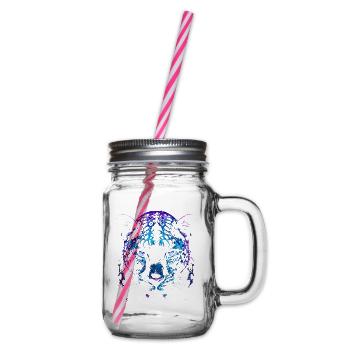 Blauer Lila-Wolkenleopard – Panther - Henkelglas mit Schraubdeckel - Klar - Rechts