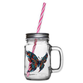 Orangefarbener Schmetterling der amerikanischen Ur - Henkelglas mit Schraubdeckel - Klar - Rechts
