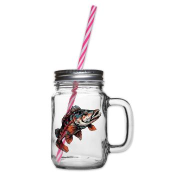 Fisch Barsch Bunt Illustration - Henkelglas mit Schraubdeckel - Klar - Rechts