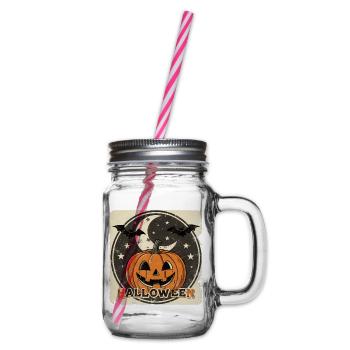 Vintage Halloween – Retro Kürbis Spooky Design - Henkelglas mit Schraubdeckel - Klar - Rechts