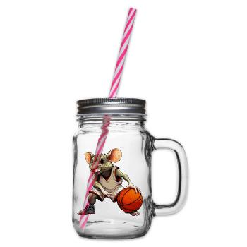 Ratte Basketball - Henkelglas mit Schraubdeckel - Klar - Rechts