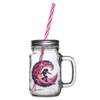 Astronaut surft auf der Galaxie - Henkelglas mit Schraubdeckel - Klar - Rechts
