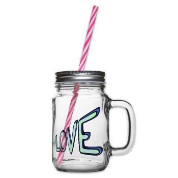 Liebes Neon Schriftzug - Henkelglas mit Schraubdeckel - Klar - Rechts