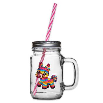 Piñata Kawaii Style – Süßes Party Motiv - Henkelglas mit Schraubdeckel - Klar - Rechts