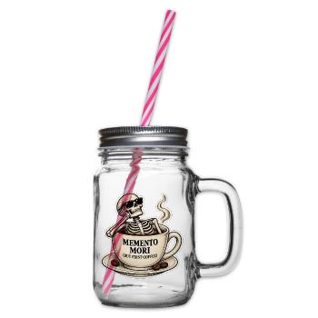 Memento Mori Kaffeeskelett - Henkelglas mit Schraubdeckel - Klar - Rechts