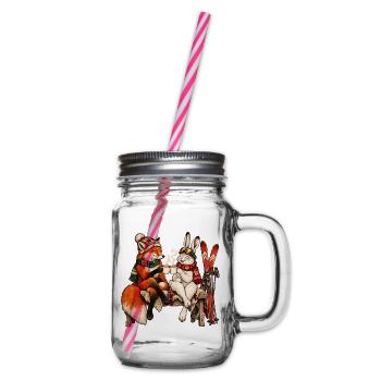 Rotfuchs & Schneehase beim Après-Ski - Henkelglas mit Schraubdeckel - Klar - Rechts