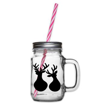 Weihnachten Rentiere minimalistisch - Henkelglas mit Schraubdeckel - Klar - Rechts
