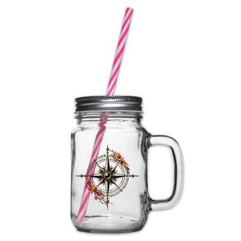 Kompassrose des Herbstes - Henkelglas mit Schraubdeckel - Klar - Rechts