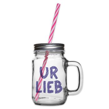 UR LIEB – Süßer Spruch mit österreichischem Charme - Henkelglas mit Schraubdeckel - Klar - Rechts